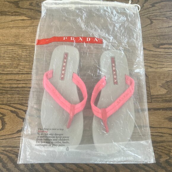 PRADA ~ FLIP FLOPS/THONG SANDALS Pink ~ SIZE EUR 37 ~ 6.5/7 - Picture 9 of 9
